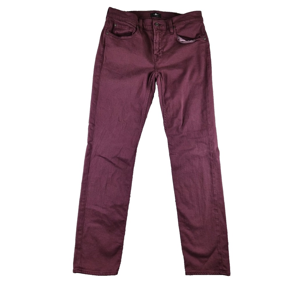 7 For All‎ Mankind Jeans Mens 33x32 Burgundy Denim Stretch Tapered Contemporary